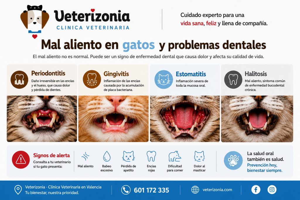 Mal aliento y problemas dentales en gatos - Veterizonia Valencia